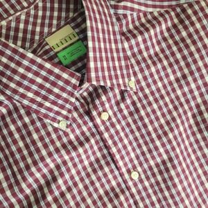 Tailorbyrd Mens Medium‎ Burgundy White Gingham Check Cotton Button Down Shirt